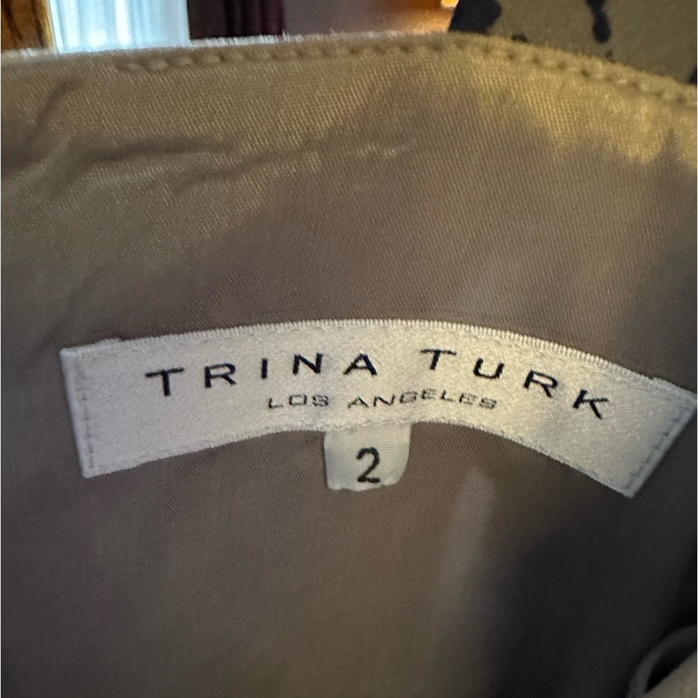 Trina Turk Abstract Silk Cocktail Mini Dress Peplum Waist XS 2 resort wear - Picture 8 of 12